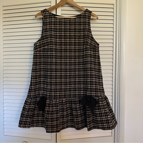 Cider Boat Neck Tartan Bowknot Mini Dress Perfect Fall Dress - Picture 1 of 7